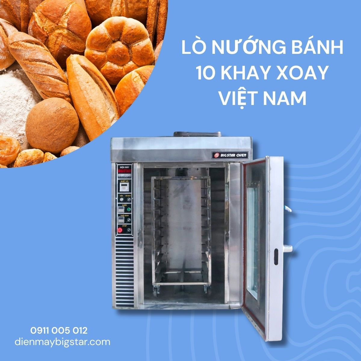 Lò nướng bánh 10 khay xoay Việt Nam