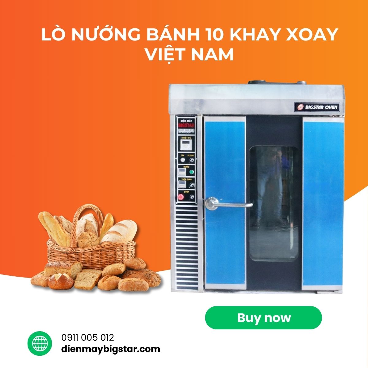 Lò nướng bánh 10 khay xoay Việt Nam