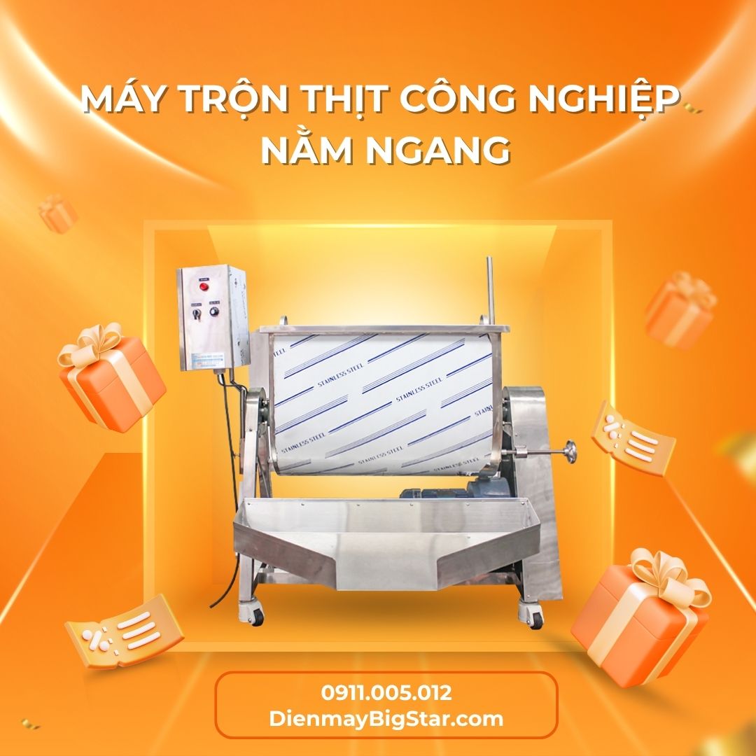 máy trộn thịt công nghiệp nằm ngang