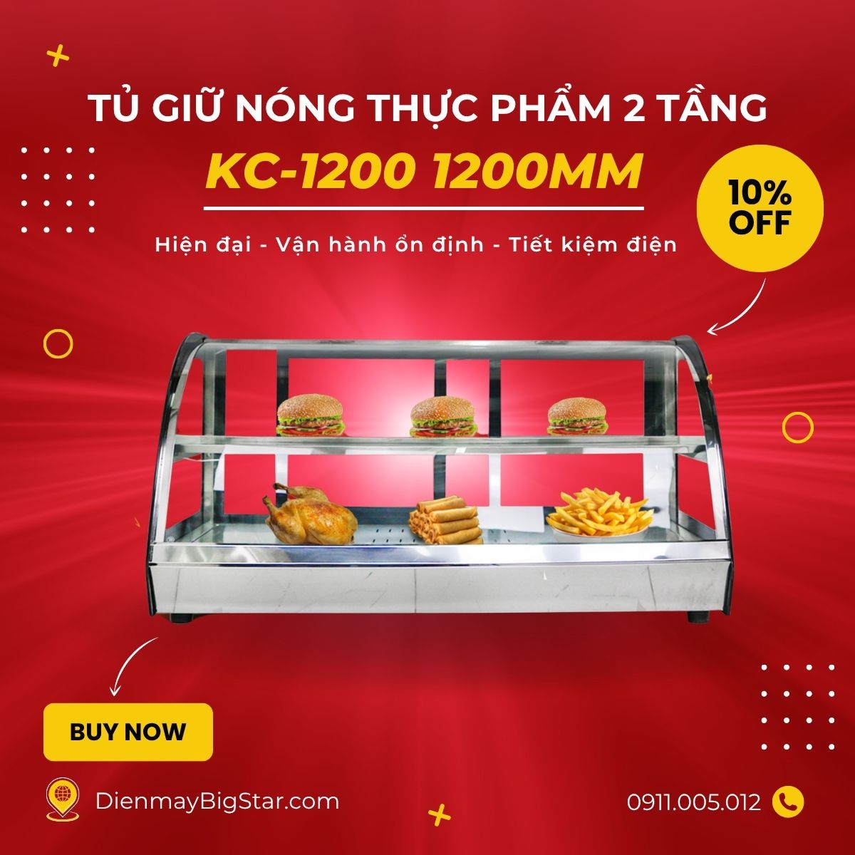 Tủ giữ nóng thực phẩm 2 tầng